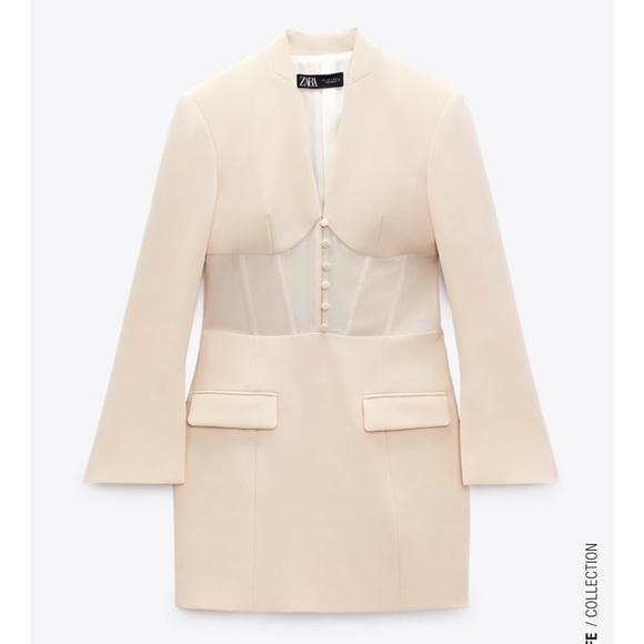 ZARA Corset Blazer Dress Ecru - Picture 6 of 8
